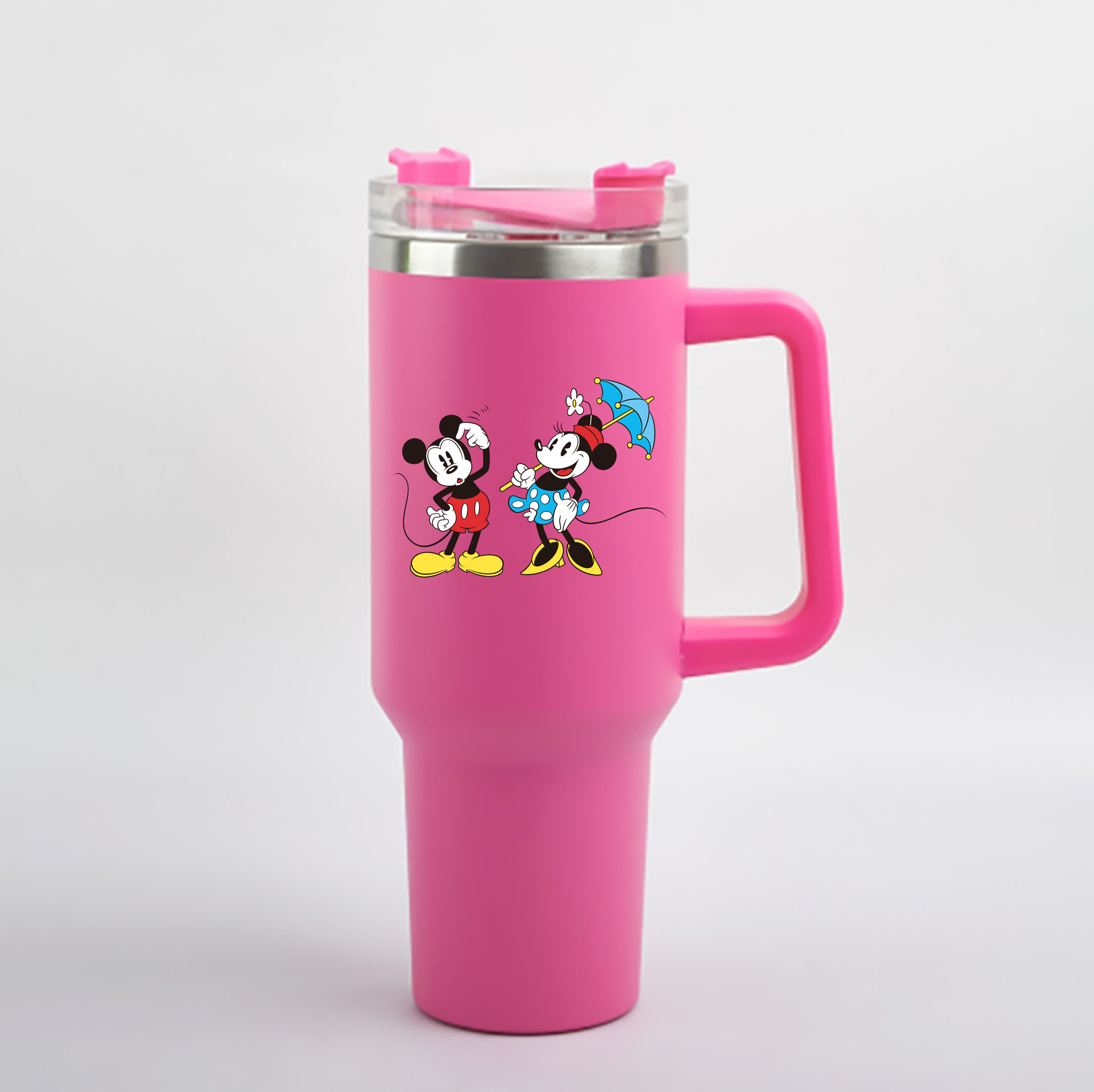 （画像用） ミッキーマウス Mickey Mouse 1200mL車用タンブラー - クリスタルステッカー（プラスチックストロー付き）